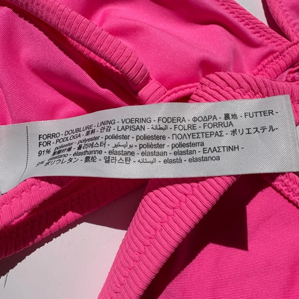 Oysho Pink Textured Triangle Bikini Set Classic Brief Small